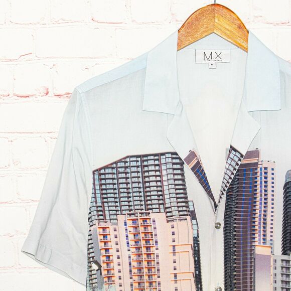 MAXIME SIMOENS MX Men's Building Palm Button up Shirt Size Medium - Picture 6 of 10